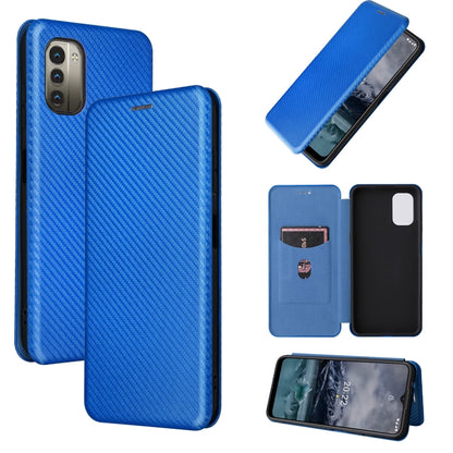 Magnetic phone case with carbon fiber texture, vivid blue finish