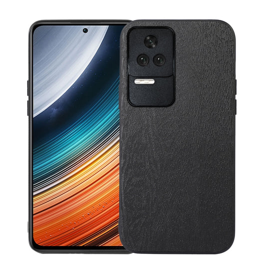 Black wood-texture PU phone case with camera and flash cutouts