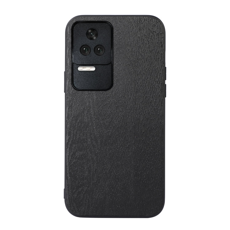 Black wood-texture PU phone case with camera and flash opening on back