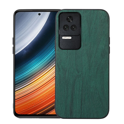 Green wood-texture PU phone case with camera and flash openings on back