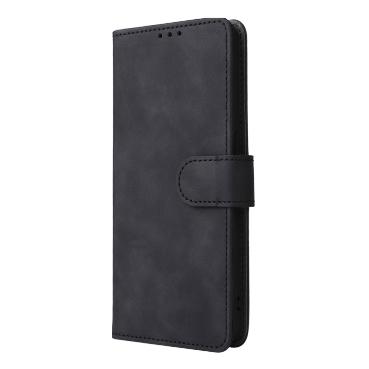 Black leather-style folio phone case with flip cover and side magnetic strap