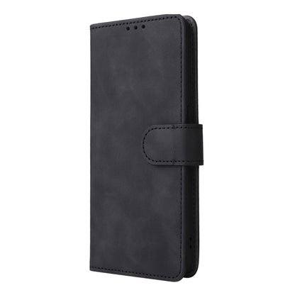 Black leather-style folio phone case with flip cover and side magnetic strap