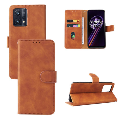 Magnetic buckle leather phone case with flip cover, tan-brown; side wrist strap