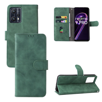 Green calf-texture leather phone case with magnetic buckle, card slot, and kickstand