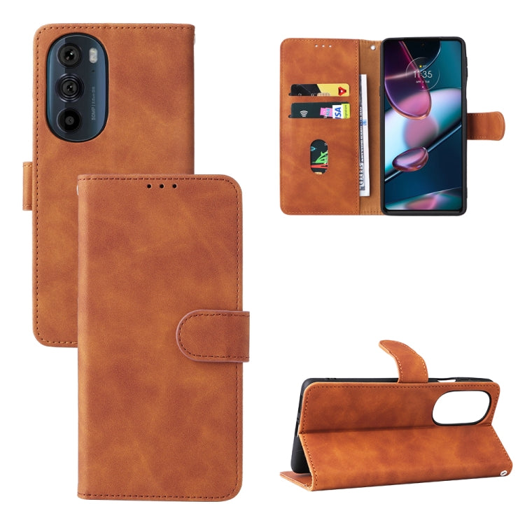 Magnetic buckle leather phone case, brown; flip cover with viewing stand