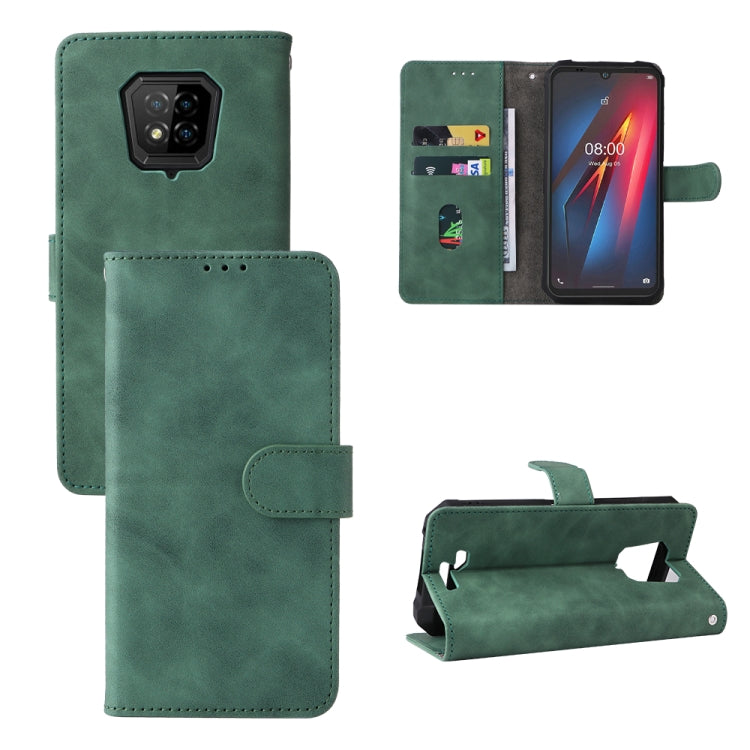 Magnetic buckle leather phone case with flip cover, green; card slots and stand