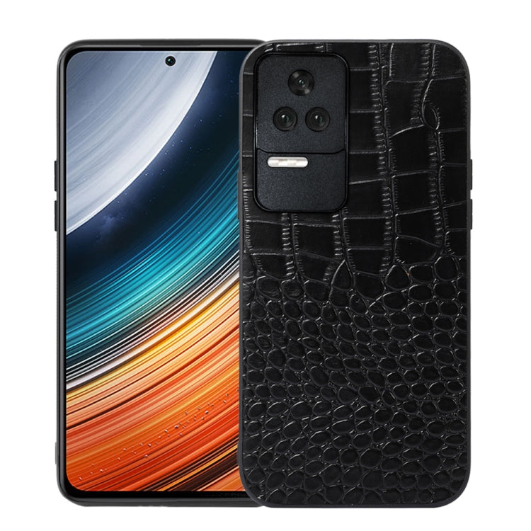 Black crocodile-texture leather phone case with cutouts for camera and flash