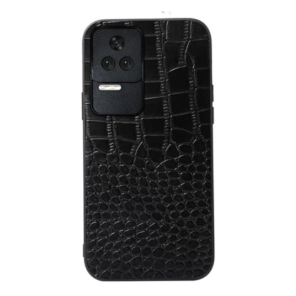 Black crocodile-embossed leather phone case with camera cutout and side buttons
