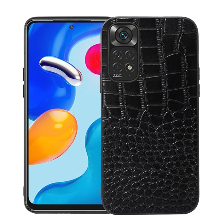 Black crocodile-texture leather phone case with camera cutout