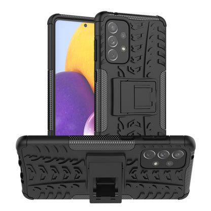 Shockproof phone case with tire-texture grip, black bumper, built-in holder