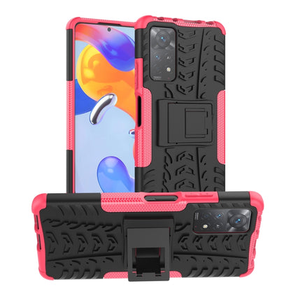 Shockproof phone case with holder, red and black textured shell