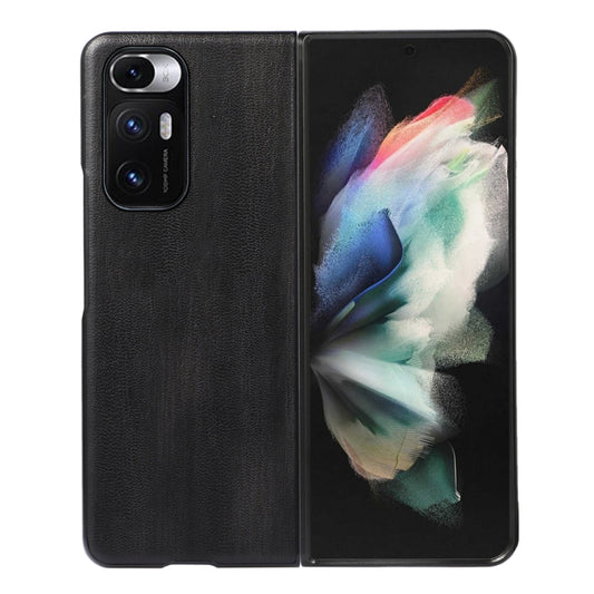 Black textured PU phone case for Xiaomi Mi Mix Fold, with camera cutouts and raised edges.