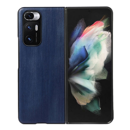 Blue textured PU phone case for Xiaomi Mi Mix Fold, with camera cutouts and raised edges.
