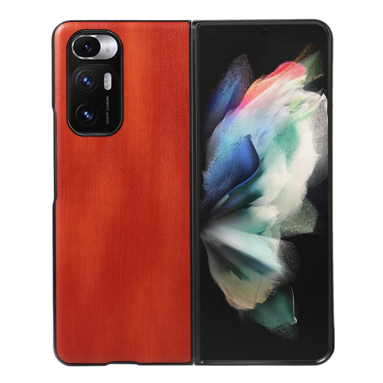 Red textured PU phone case for Xiaomi Mi Mix Fold, with camera cutouts and raised edges.