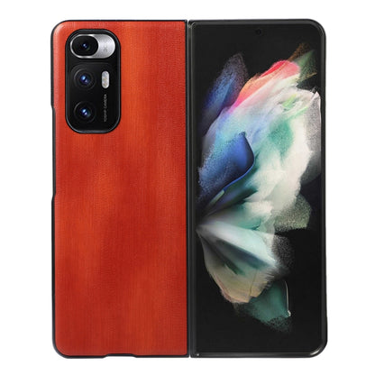 Red textured PU phone case for Xiaomi Mi Mix Fold, with camera cutouts and raised edges.