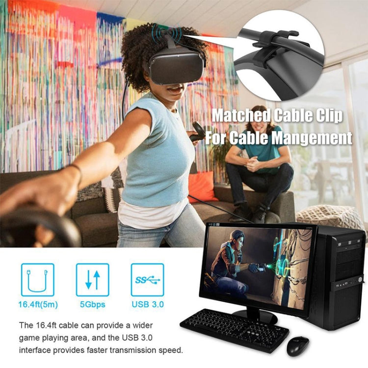 VR setup showing USB-A to USB-C elbow cable with black jacket