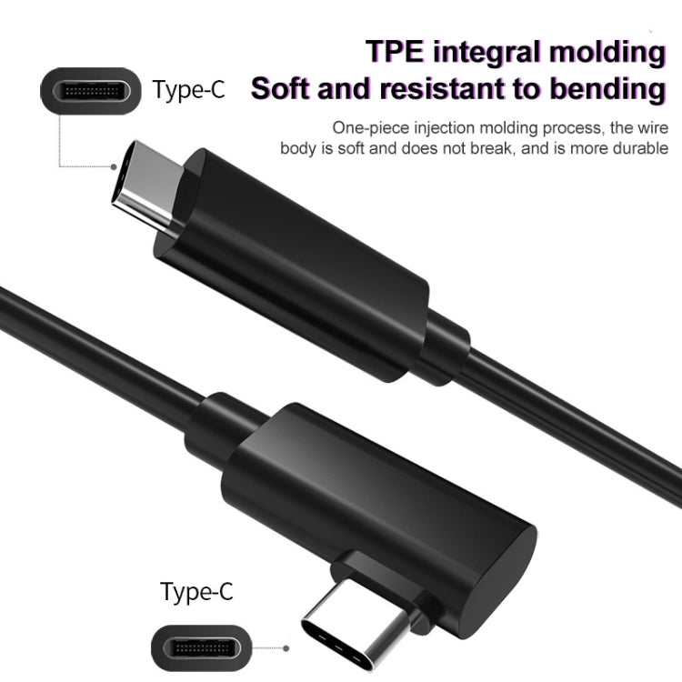 Black USB-C elbow connector cable with soft, bend-resistant molded body