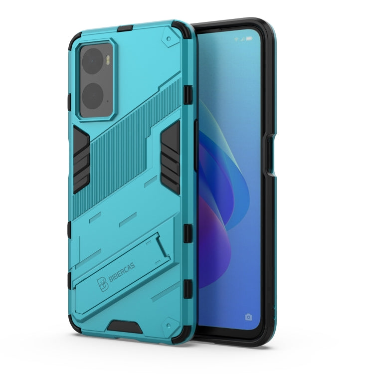 Rugged turquoise phone case with holder for OPPO A36 4G / Realme 9i