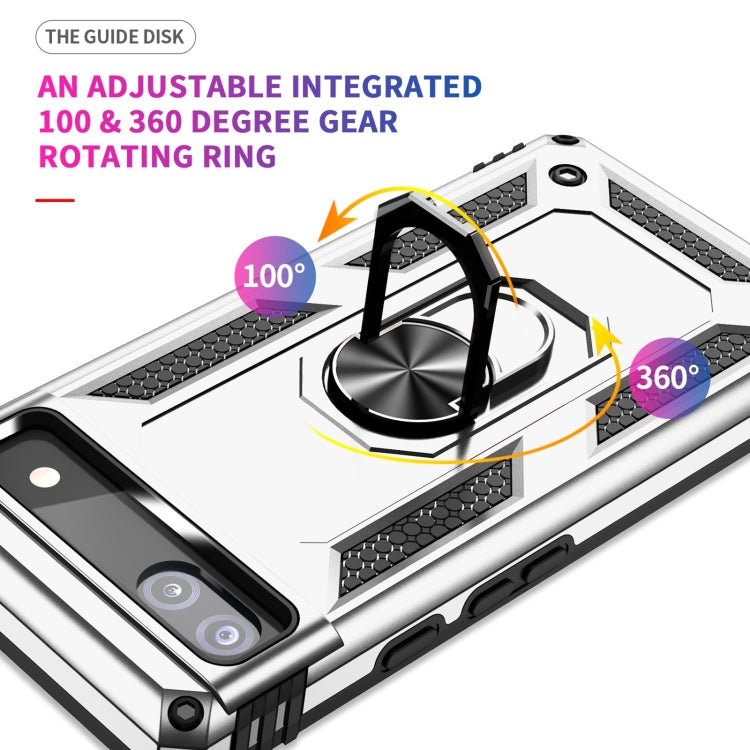 Silver case top view with adjustable 360 rotating metal ring holder