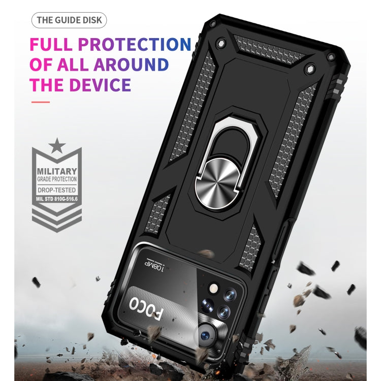 Black phone case with metal ring kickstand for all-around device protection