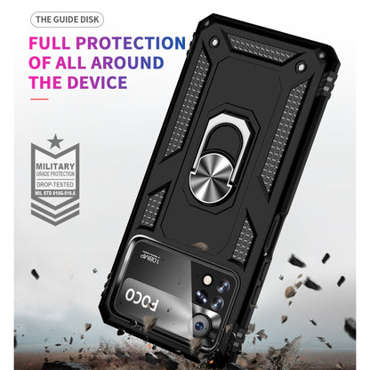 Black phone case with metal ring kickstand for all-around device protection