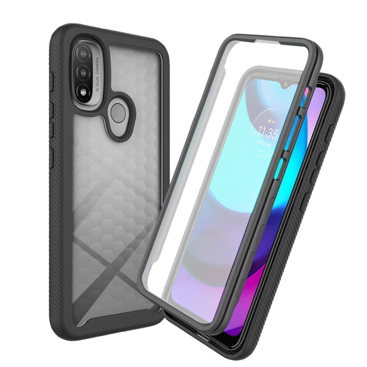 Black rugged phone case with textured gray back, ring cutout, and screen film
