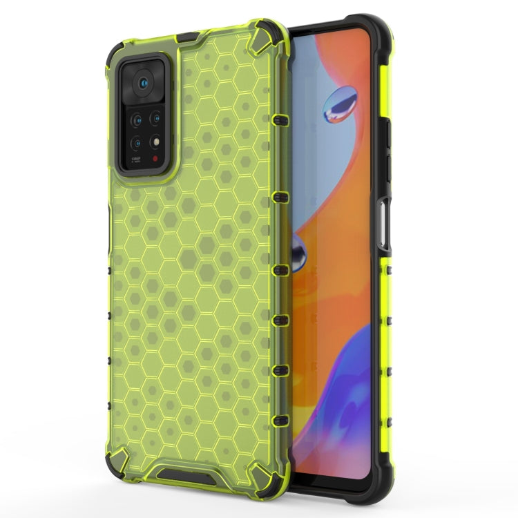 Shockproof honeycomb phone case with TPU edges, lime green with black trim