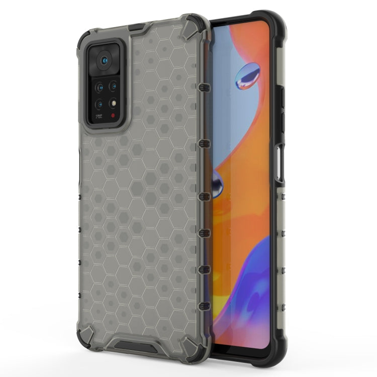 Shockproof honeycomb phone case with TPU edges, gray with black trim