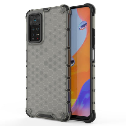 Shockproof honeycomb phone case with TPU edges, gray with black trim