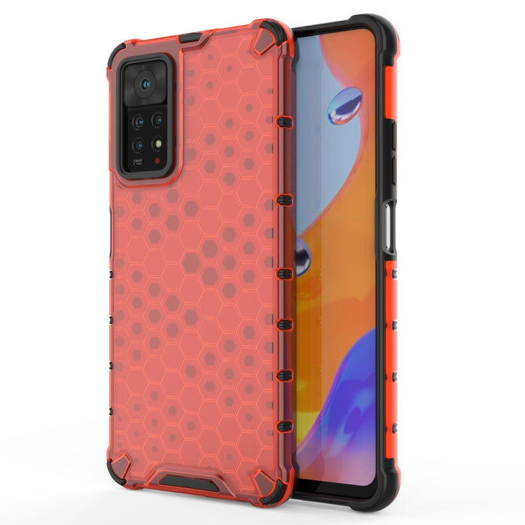 Shockproof honeycomb phone case with TPU edges, red with black trim