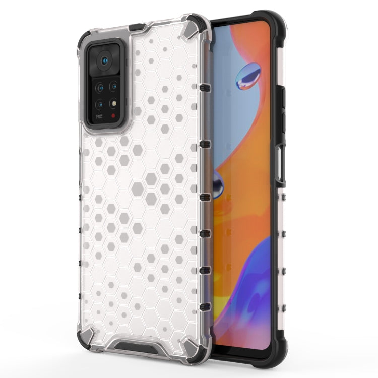 Shockproof honeycomb phone case with TPU edges, white with black trim
