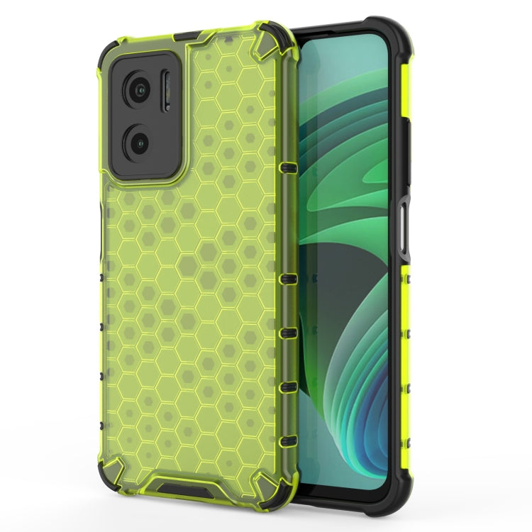 Shockproof honeycomb phone case with TPU edges, lime green with black trim