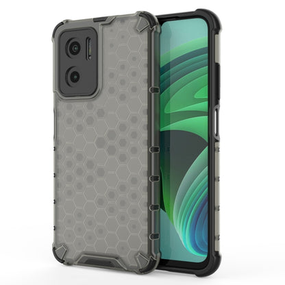 Shockproof honeycomb phone case with TPU edges, gray with black trim
