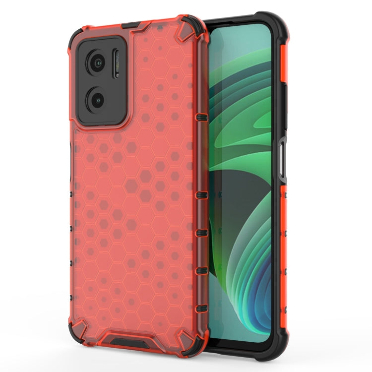 Shockproof honeycomb phone case with TPU edges, red with black trim