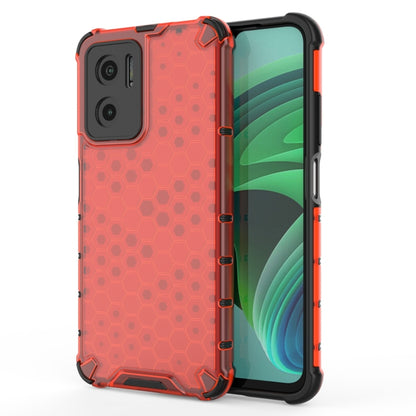 Shockproof honeycomb phone case with TPU edges, red with black trim