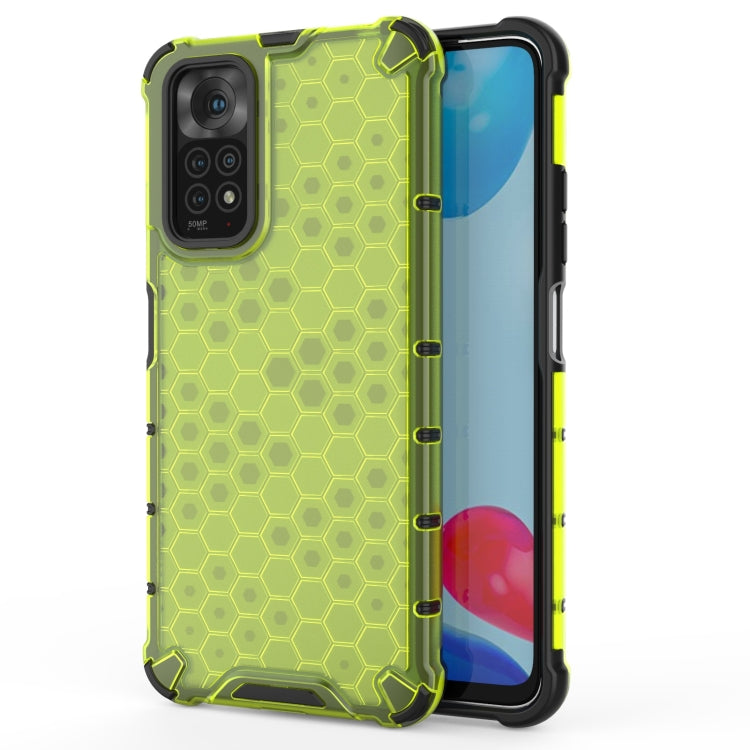 Shockproof phone case with honeycomb pattern, lime green with dark edge trim