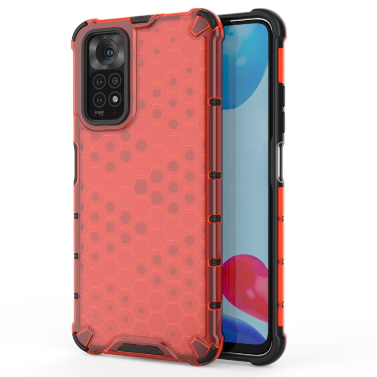 Shockproof phone case with honeycomb pattern, coral red with orange edge trim