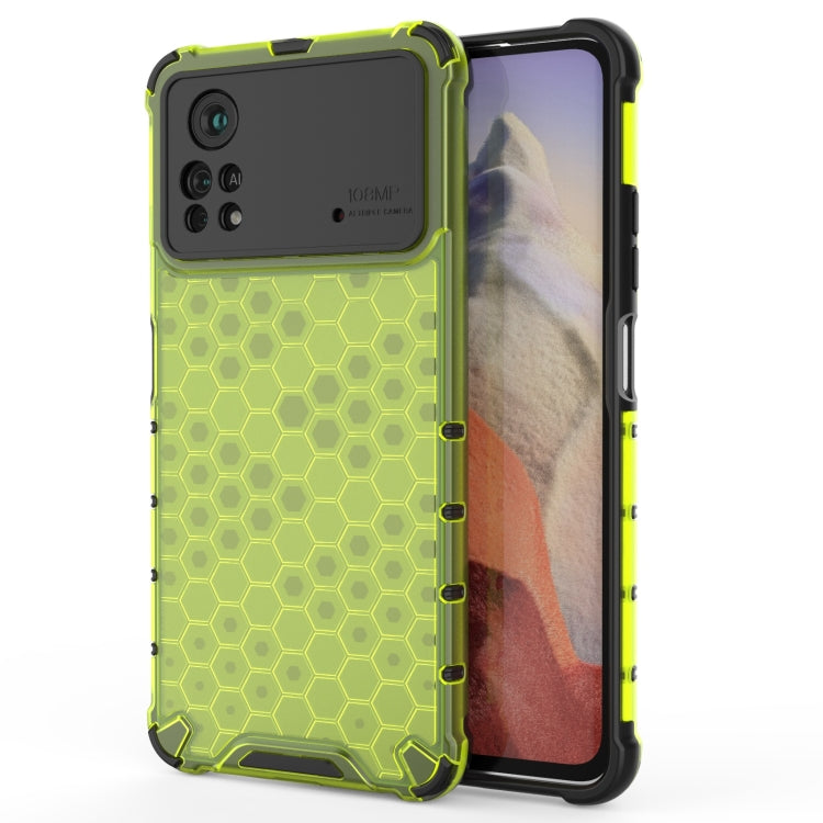 Shockproof honeycomb phone case, green TPU bumper with hex grip pattern