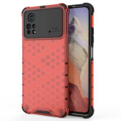 Shockproof honeycomb phone case, red TPU bumper with hex grip pattern