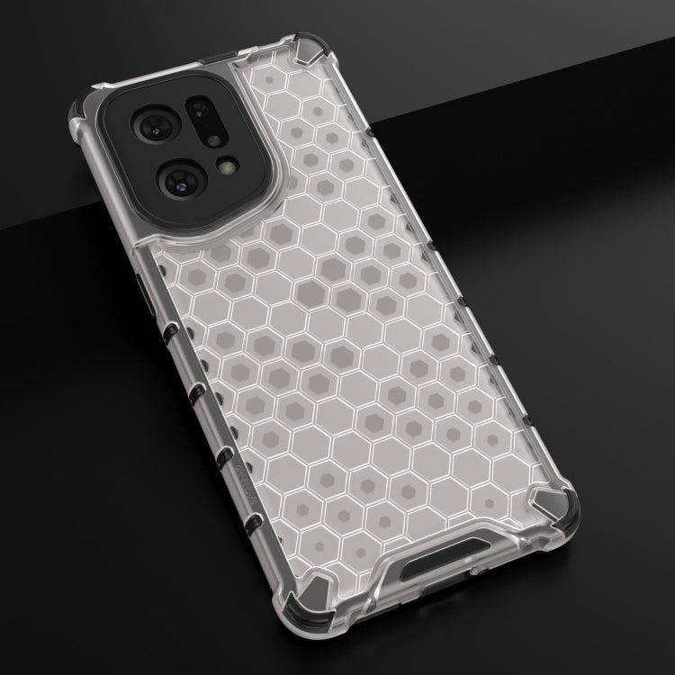 White honeycomb phone case with clear raised corners and camera cutouts