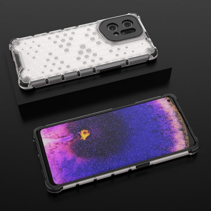White honeycomb shockproof phone case showing back and front lip protection