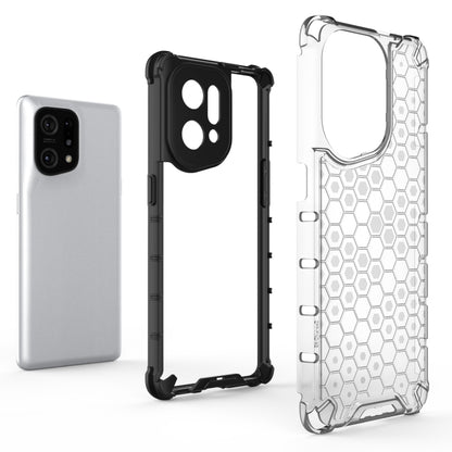 White honeycomb phone case with black frames, front cutout and camera openings