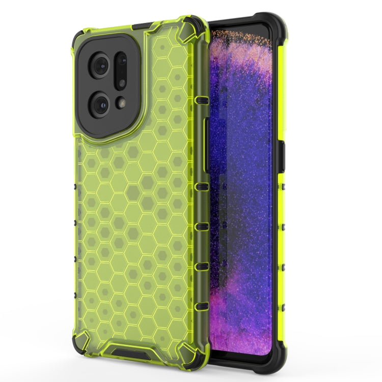 Green honeycomb shockproof phone case with black bumper, camera cutouts
