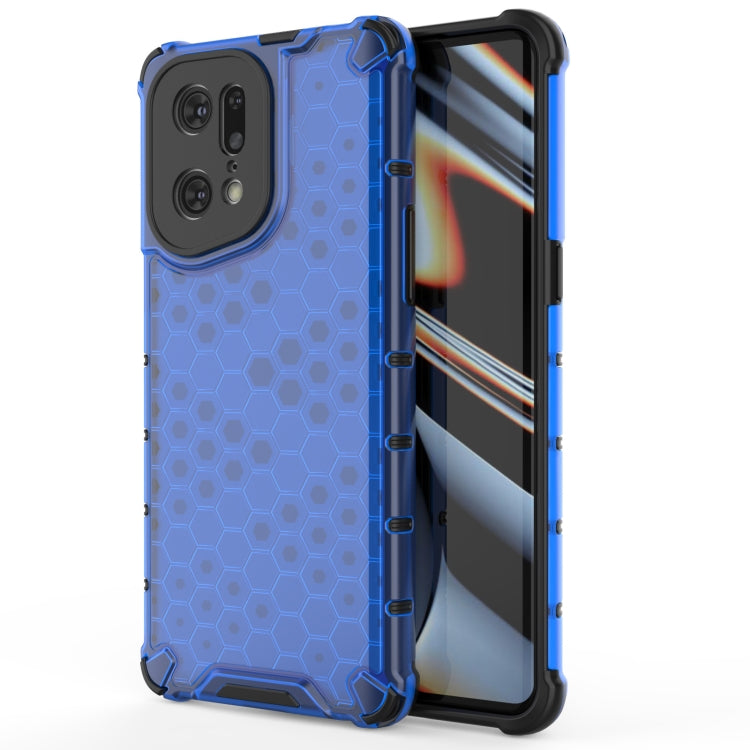 Shockproof phone case with honeycomb PC back and TPU bumper, blue