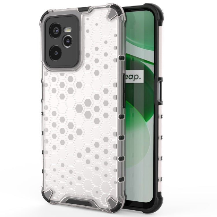 Shockproof phone case with honeycomb PC back and TPU bumper, white