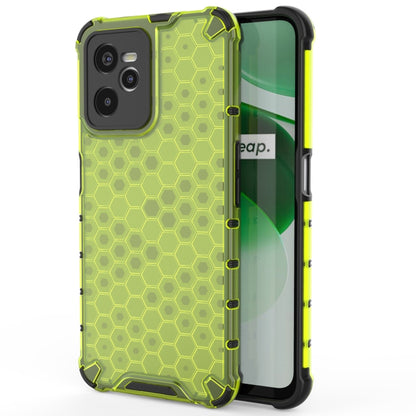 Shockproof phone case with honeycomb PC back and TPU bumper, green