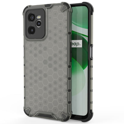 Shockproof phone case with honeycomb PC back and TPU bumper, gray