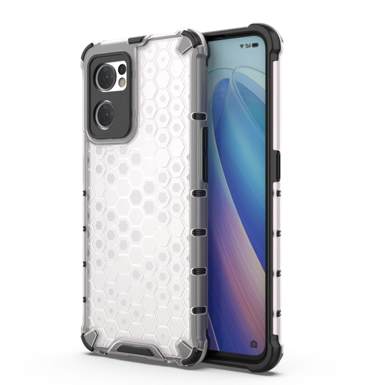 White protective phone case with honeycomb texture, thick corners, and camera cutouts