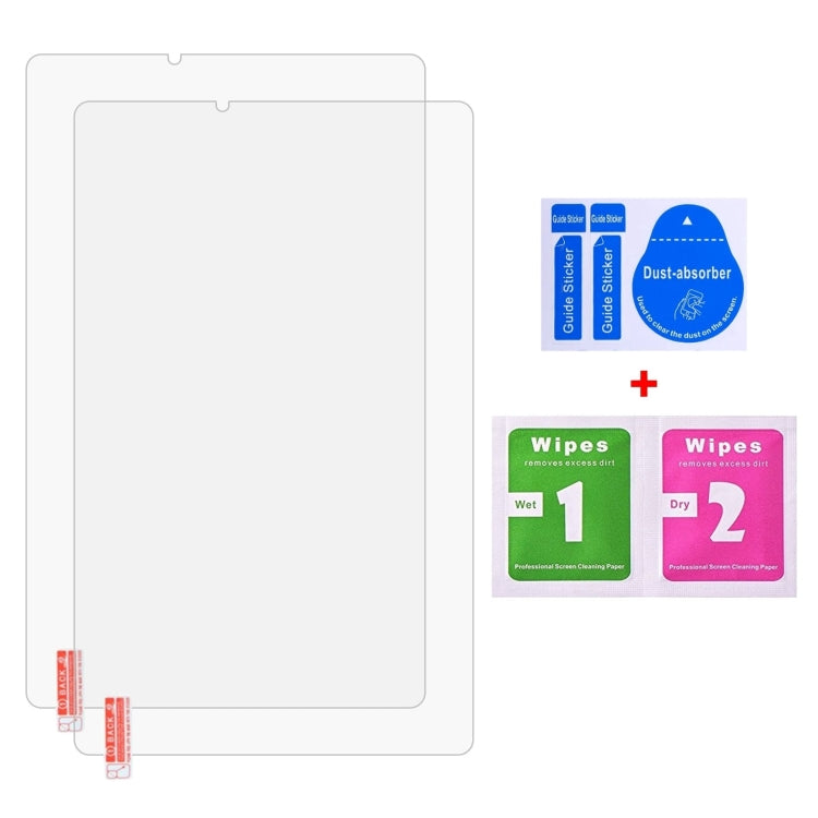 Tablet screen protector films and installation wipes, two clear tempered sheets