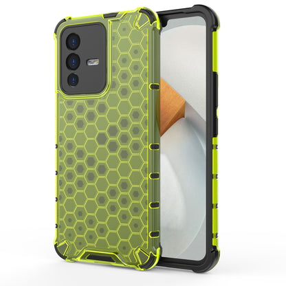 Shockproof phone case with hex honeycomb texture, bright lime green rugged TPU